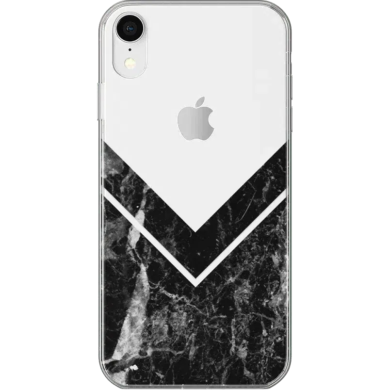 Sleek and Simple | Black Marble V Clear Case
