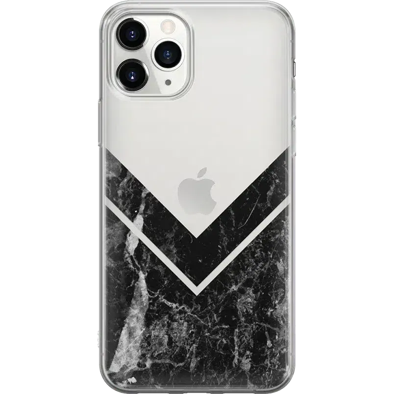 Sleek and Simple | Black Marble V Clear Case