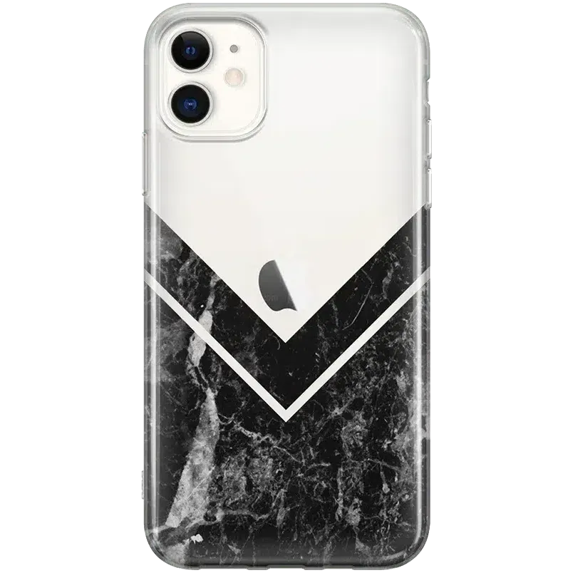 Sleek and Simple | Black Marble V Clear Case