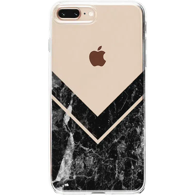 Sleek and Simple | Black Marble V Clear Case