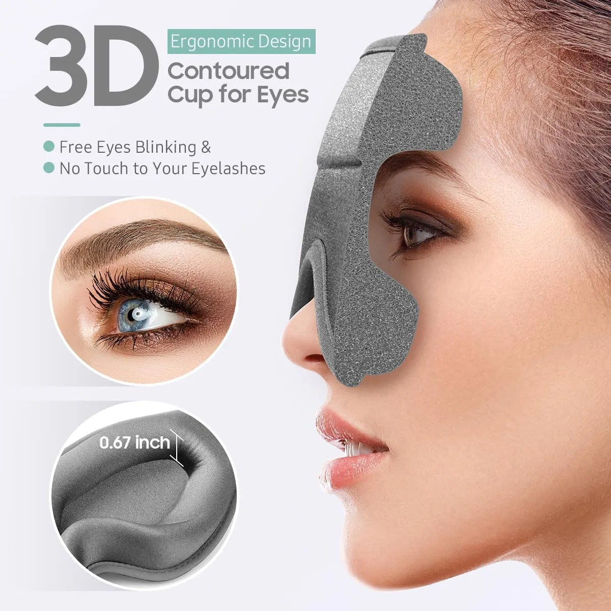 Sleep Mask, Premium Eye Mask for Sleeping, Completely Blackout, Superior Soft Comfort, Upgraded 3D Ergonomic Designed Sleeping Mask for Home, Office, Travel, Meditation, Yoga, Grey