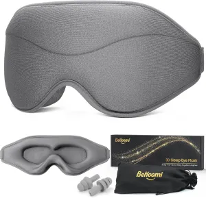 Sleep Mask, Premium Eye Mask for Sleeping, Completely Blackout, Superior Soft Comfort, Upgraded 3D Ergonomic Designed Sleeping Mask for Home, Office, Travel, Meditation, Yoga, Grey