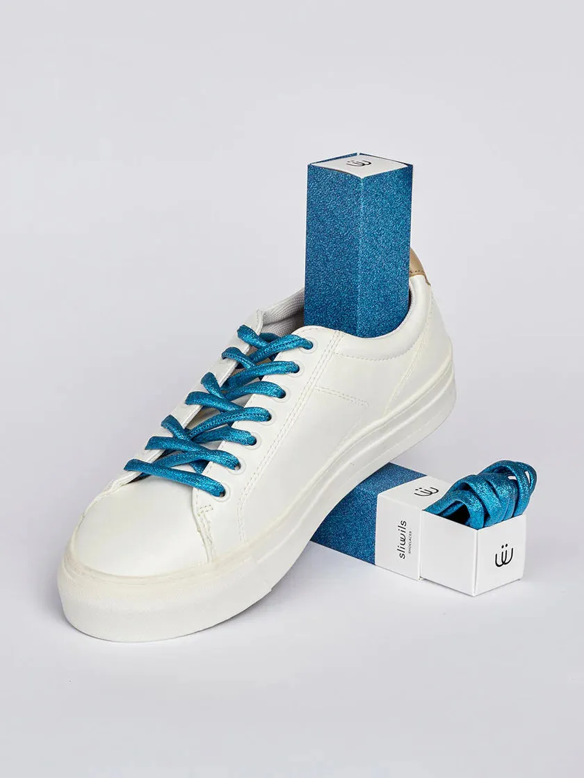 Sliwils Manhattan Shiny Shoelaces – Bright Blue