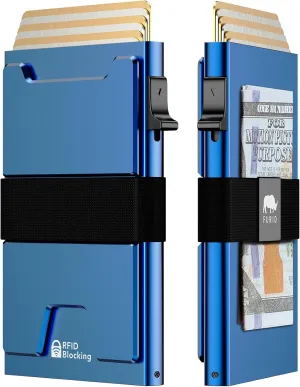 Smart Card Wallet for Men Slim: Minimalist Wallet For Men - RFID Blocking Pop Up Front Pocket Wallet, Metal Wallet 11 Card Holder