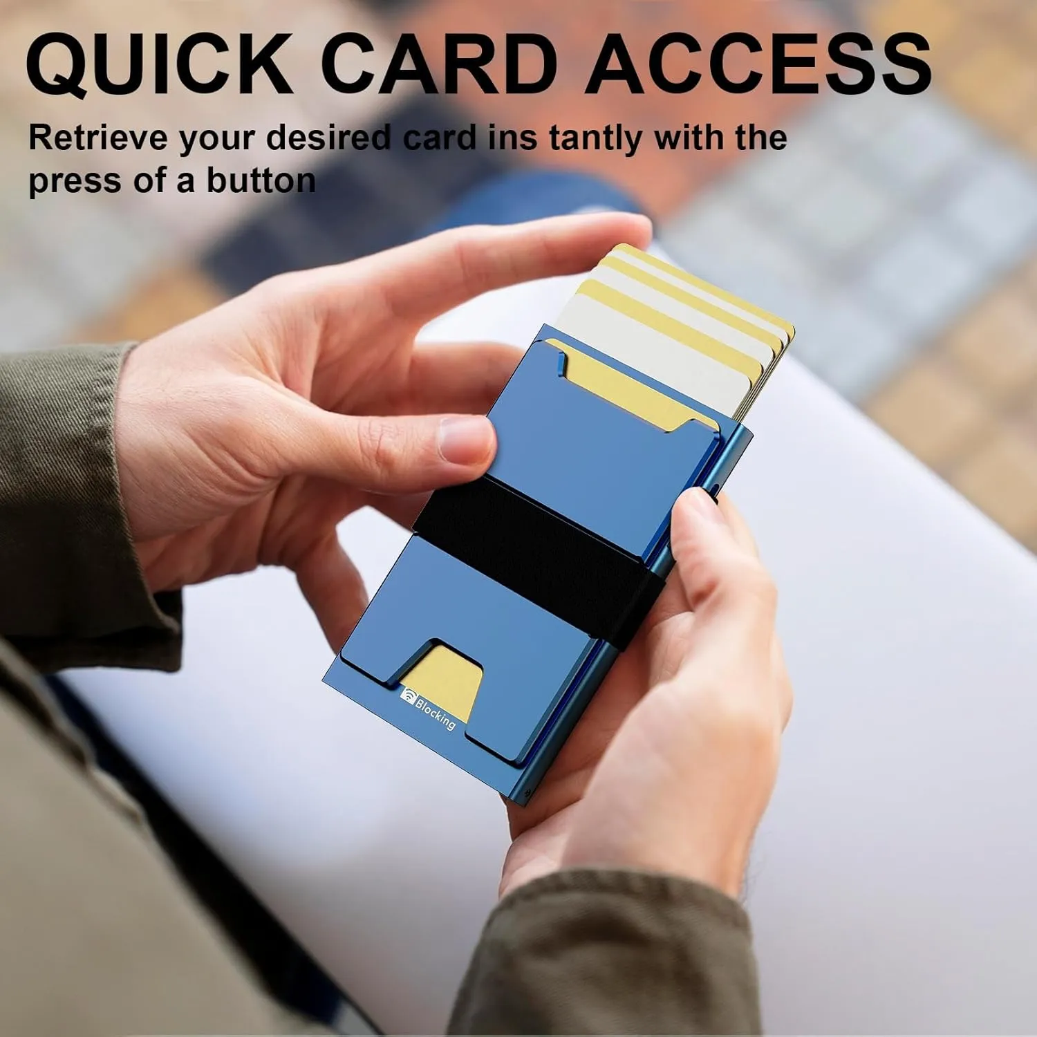 Smart Card Wallet for Men Slim: Minimalist Wallet For Men - RFID Blocking Pop Up Front Pocket Wallet, Metal Wallet 11 Card Holder