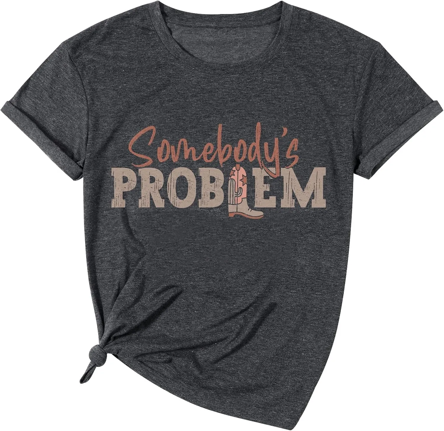 Somebody's Problem T Shirt Womens Western Cowgirl Country Music Summer Graphic Short Sleeve Vintage Top Tees