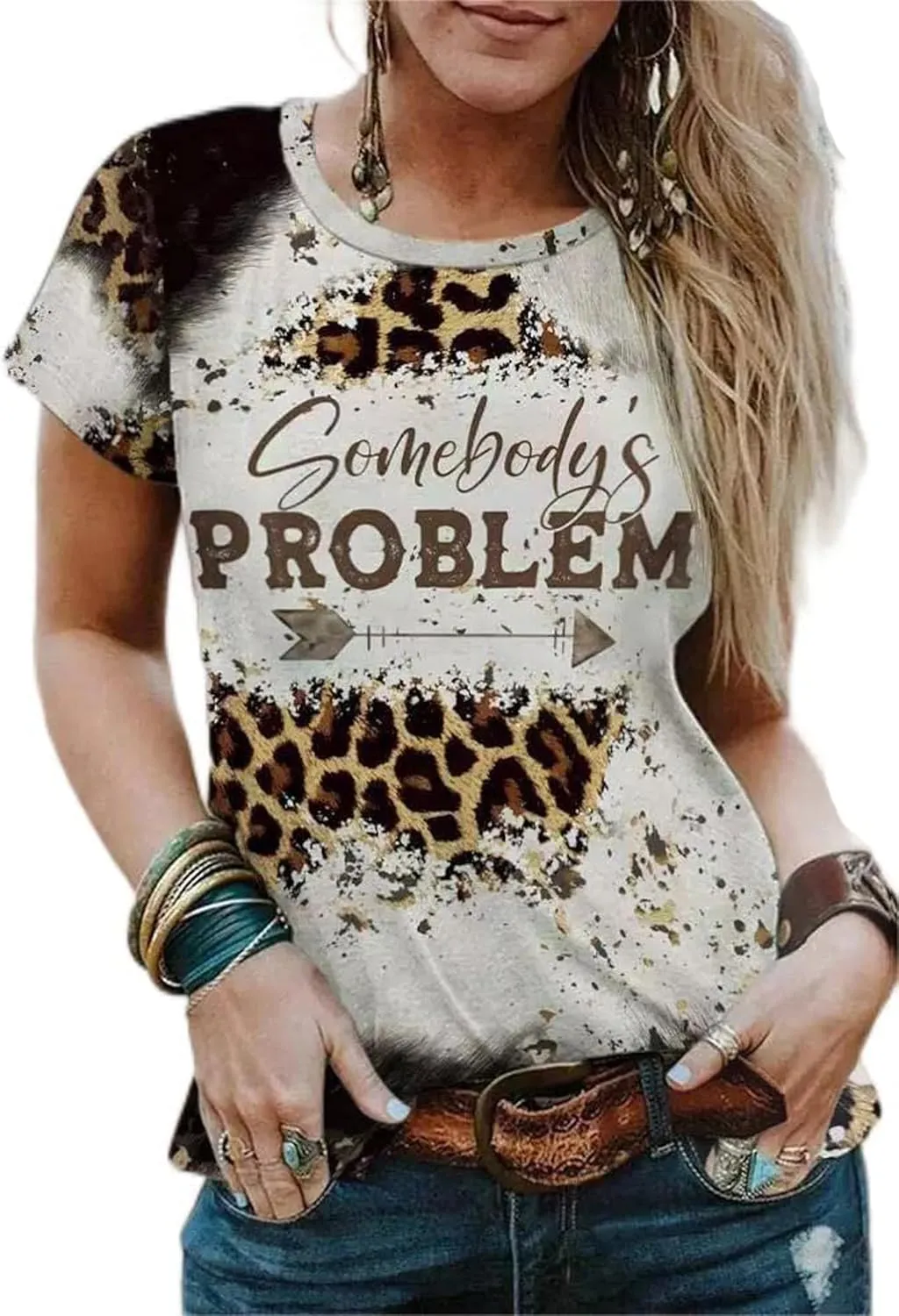Somebody's Problem T Shirt Womens Western Cowgirl Country Music Summer Graphic Short Sleeve Vintage Top Tees
