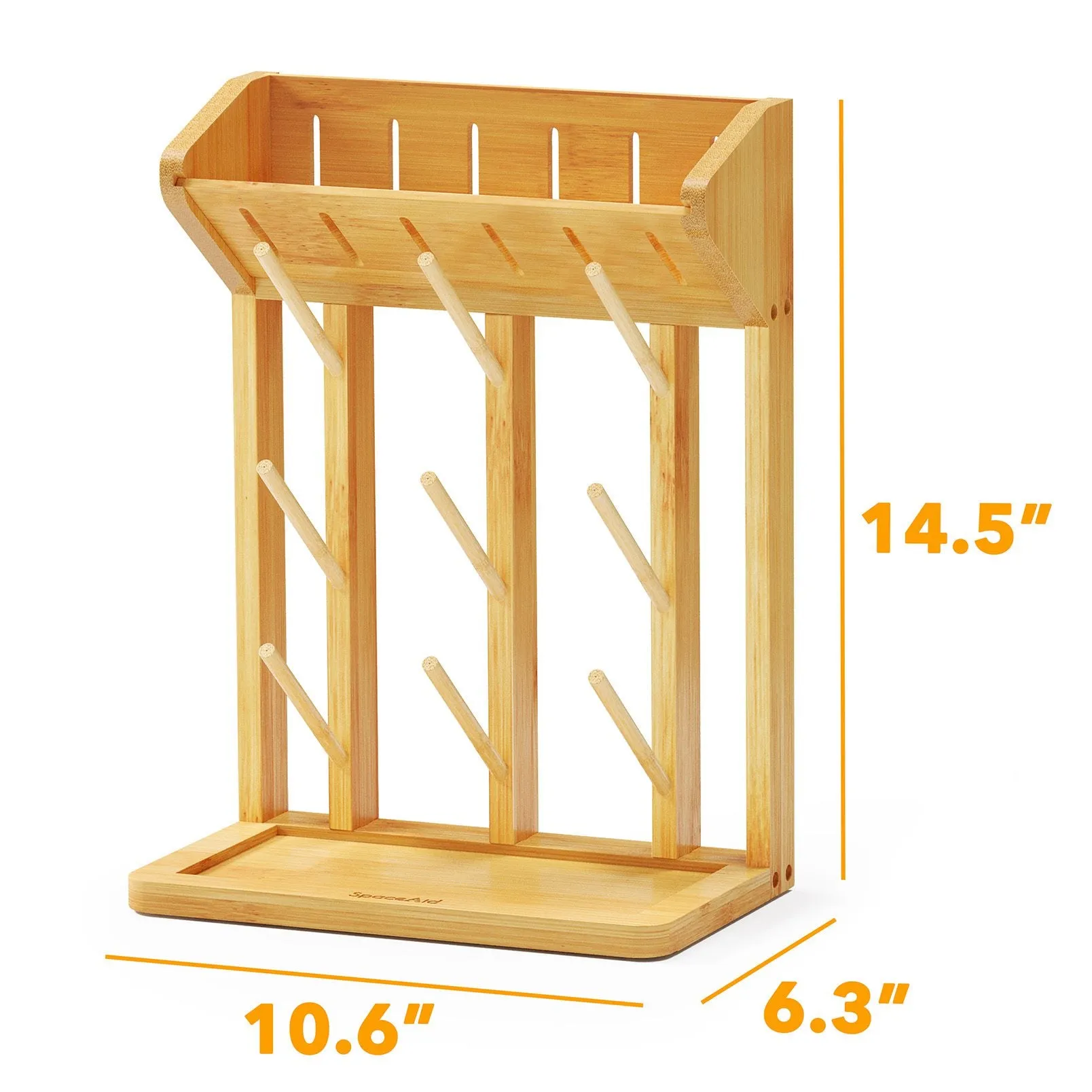 SpaceAid Bamboo Baby Bottle Drying Rack, Hold 9 Bottles, Natural
