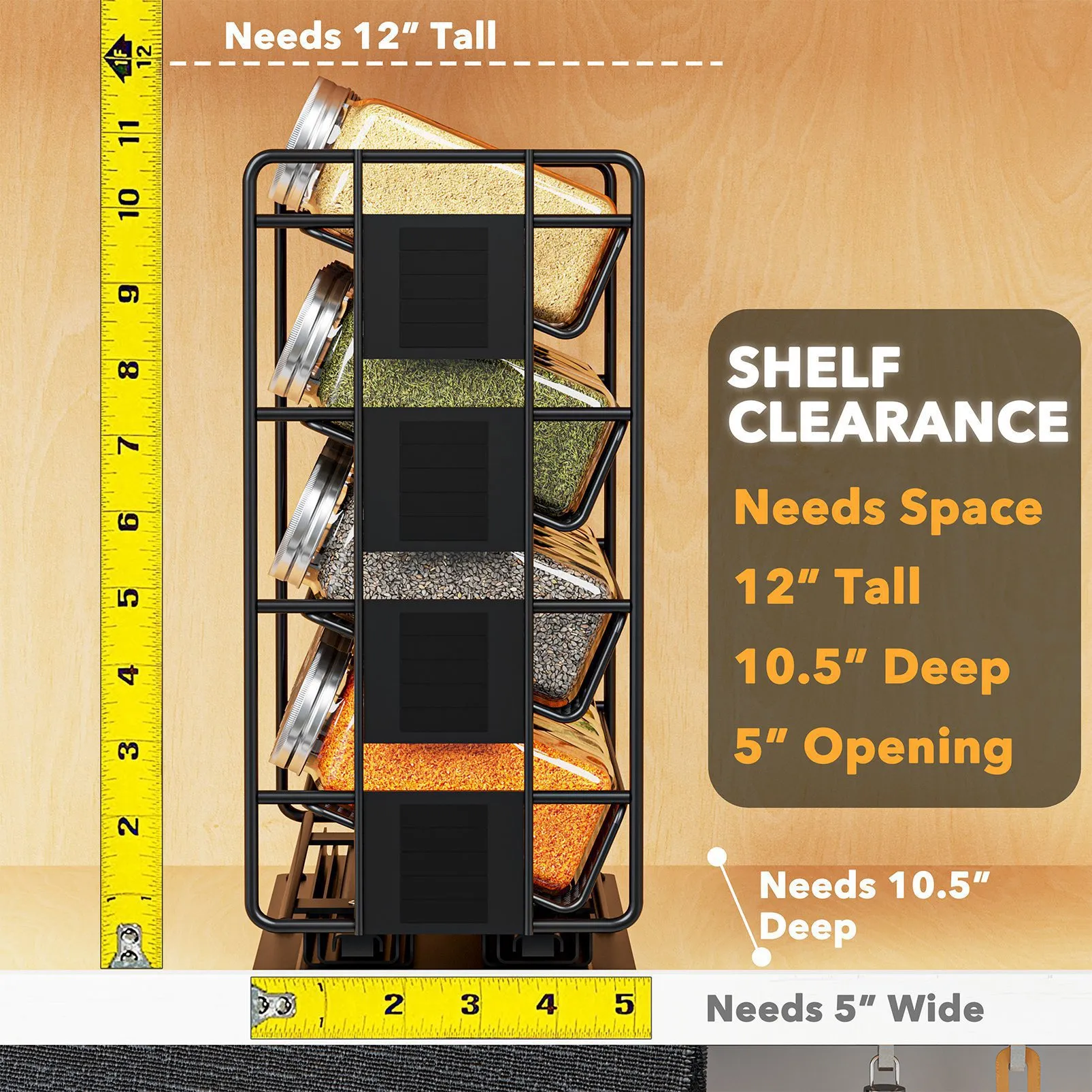 SpaceAid Pull Out Spice Rack Organizer with 20 Jars and 801 Labels for Kitchen Cabinet
