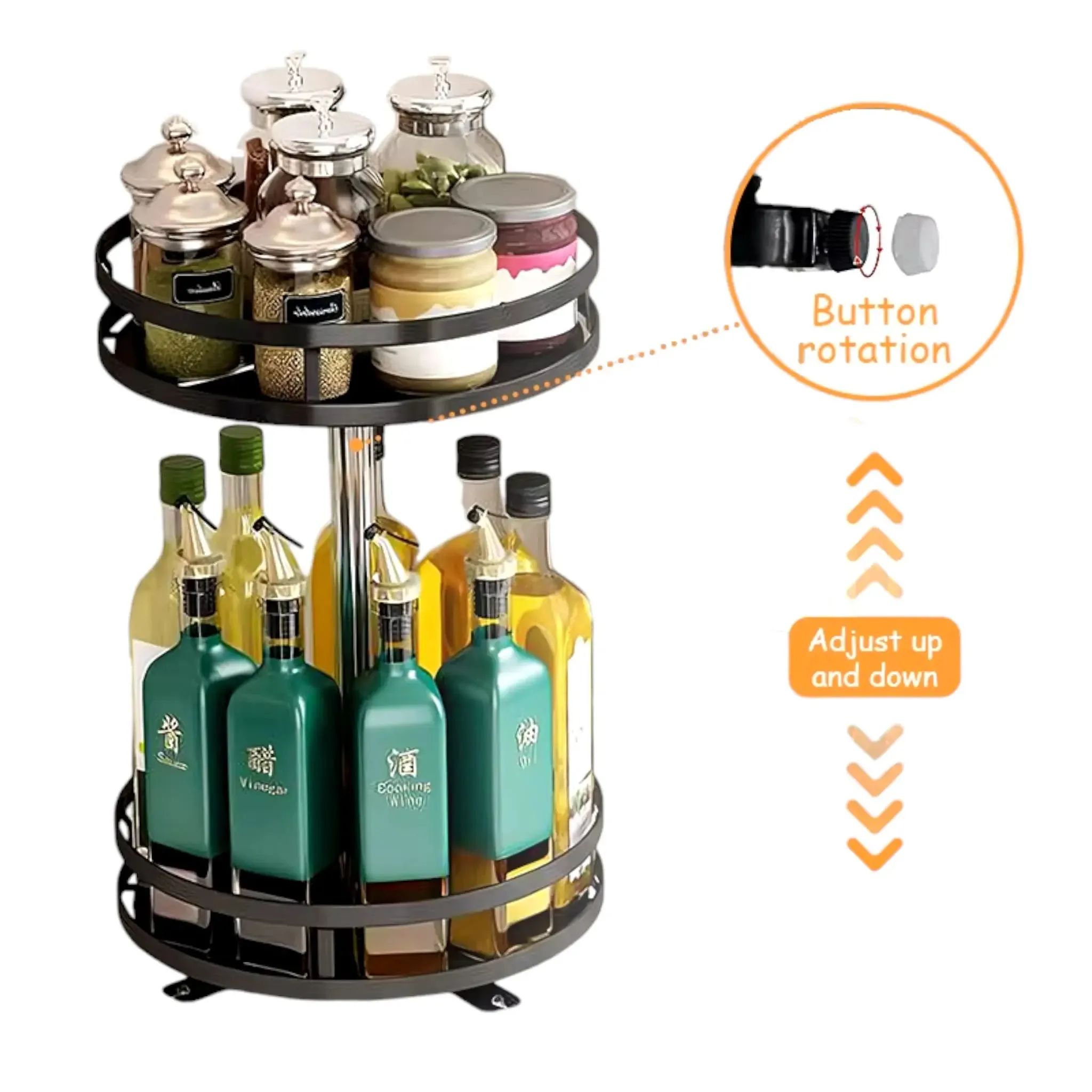 Spice Organizer – 360° Rotatable Rack for Kitchen Storage