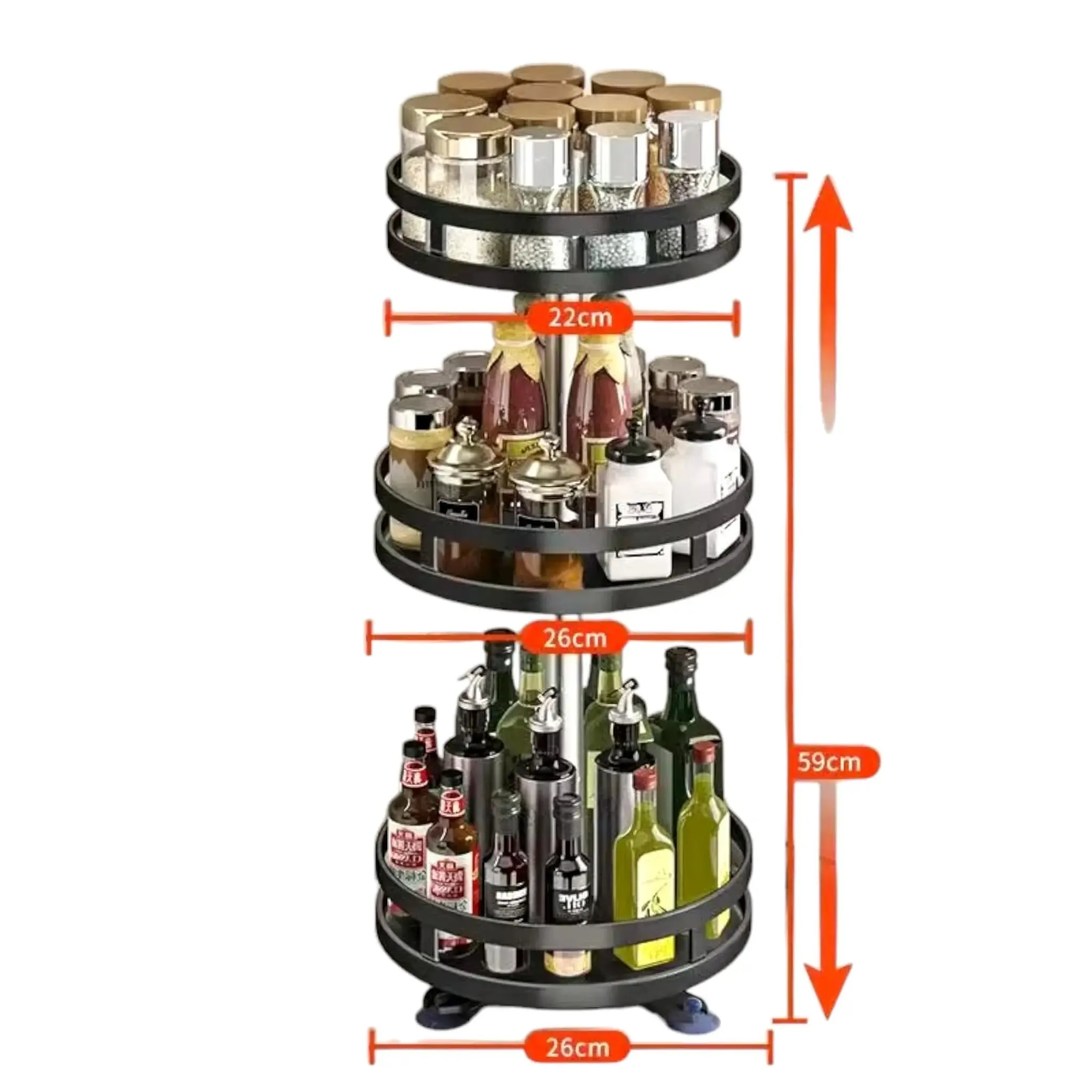 Spice Organizer – 360° Rotatable Rack for Kitchen Storage