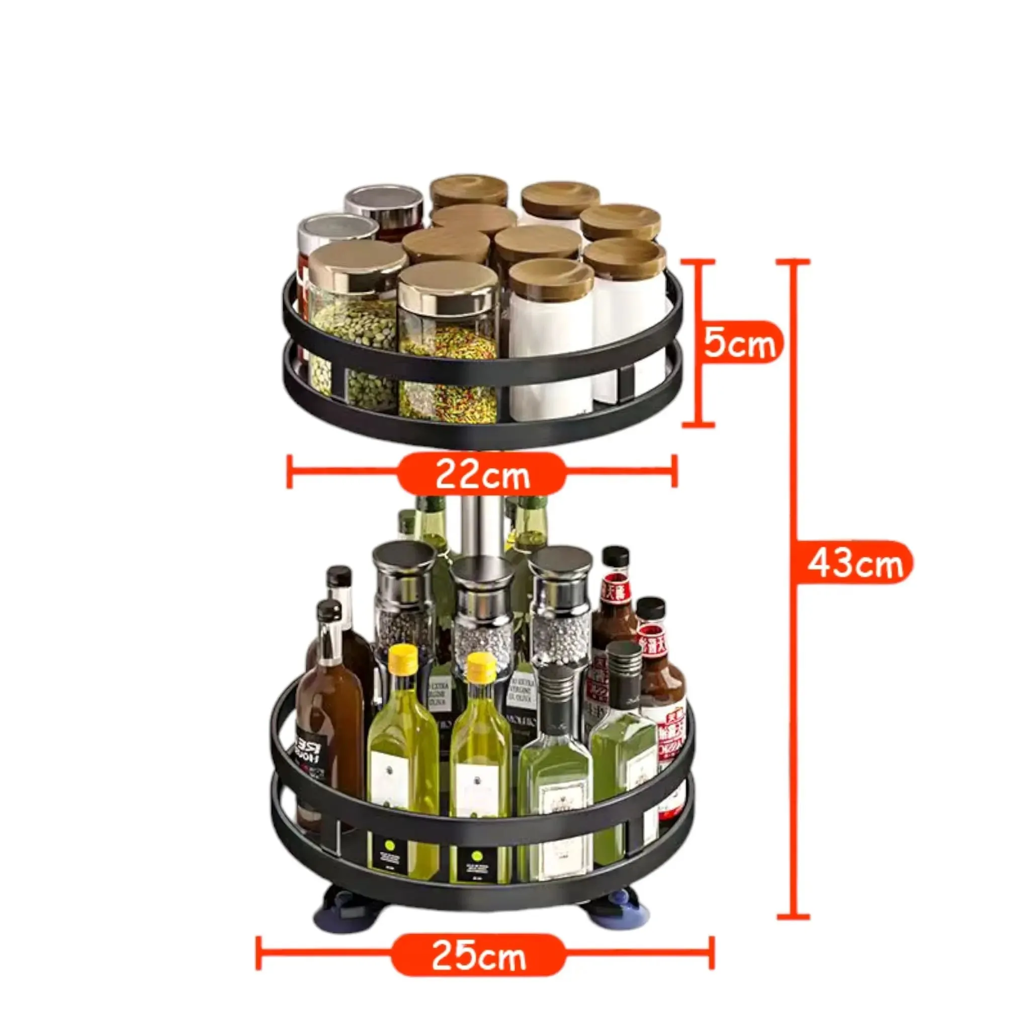 Spice Organizer – 360° Rotatable Rack for Kitchen Storage