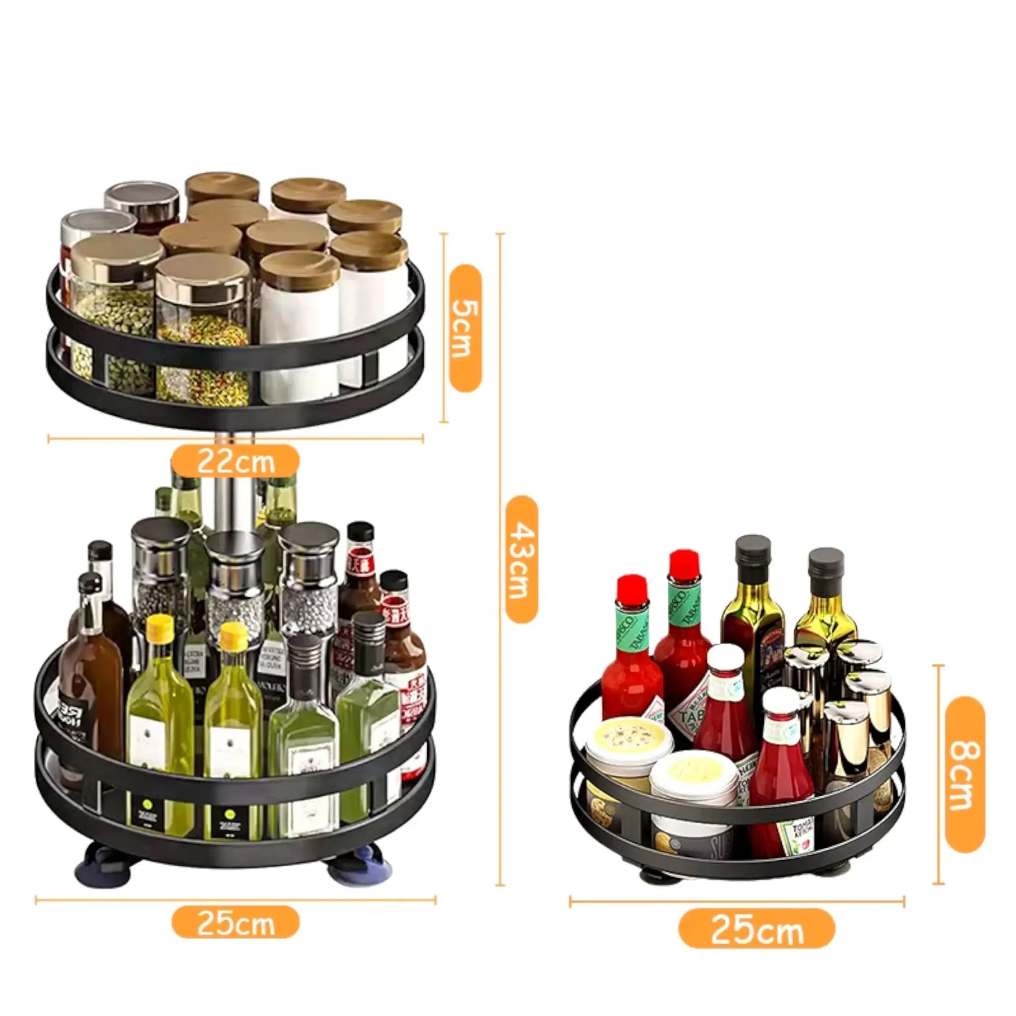 Spice Organizer – 360° Rotatable Rack for Kitchen Storage