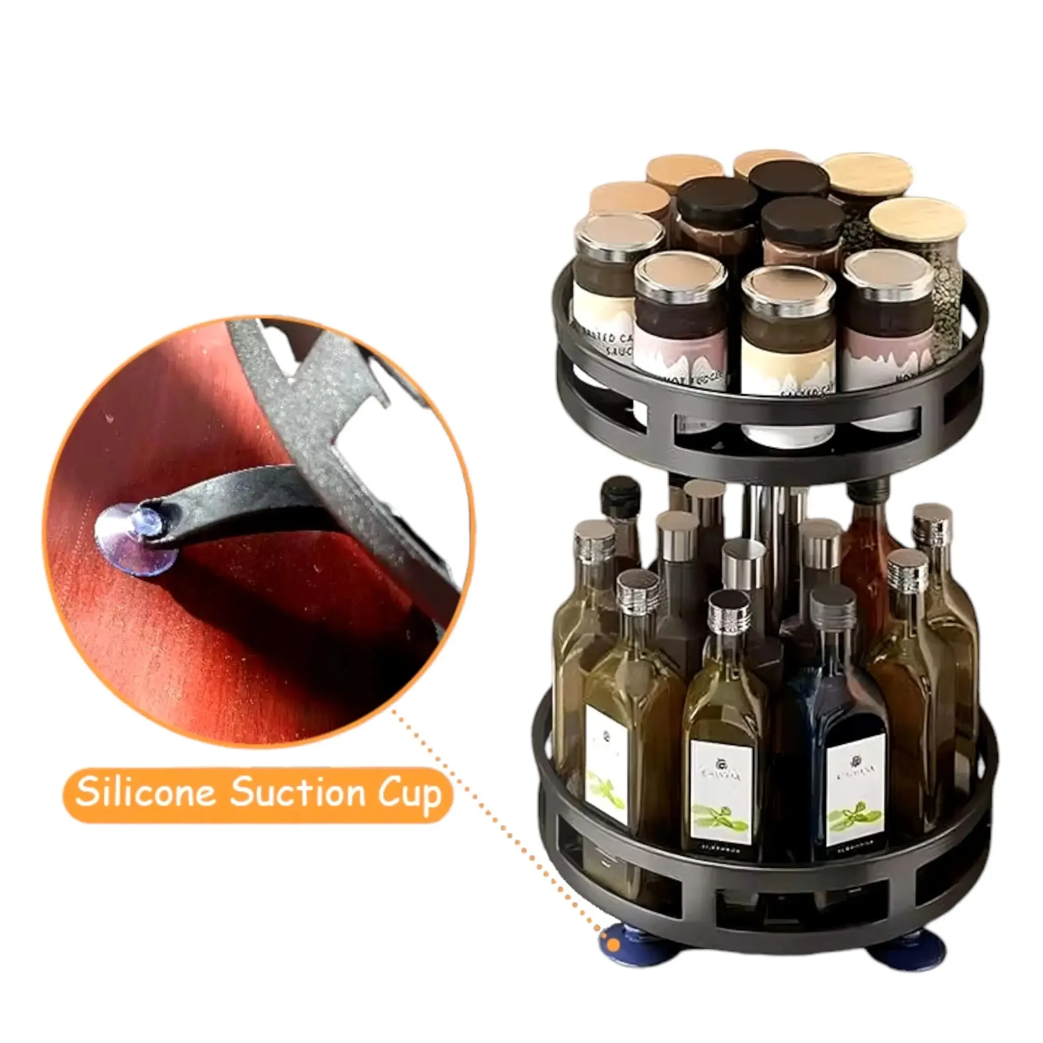 Spice Organizer – 360° Rotatable Rack for Kitchen Storage