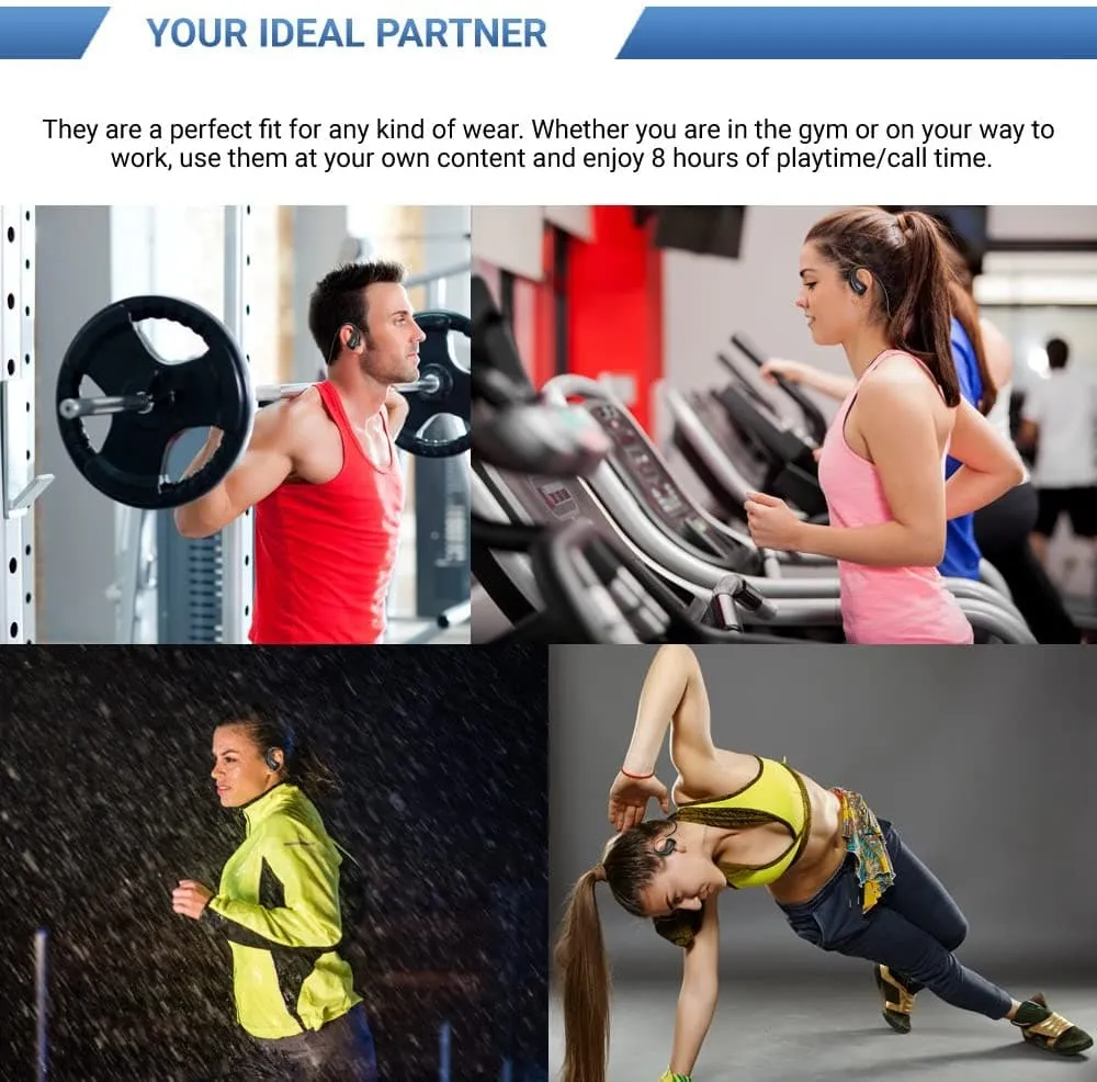Stereo Bluetooth In-Ear Headphones with mic for Gym Running Cycling Jogging Sports Workouts Outdoor