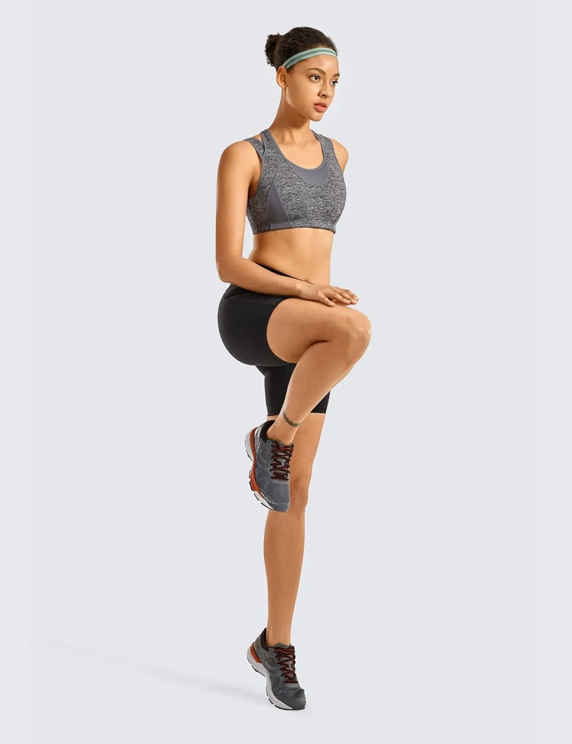 SYROKAN Sports Bras for Women High Support Mesh Full Coverage Racerback Wireless No Bounce Running Bras