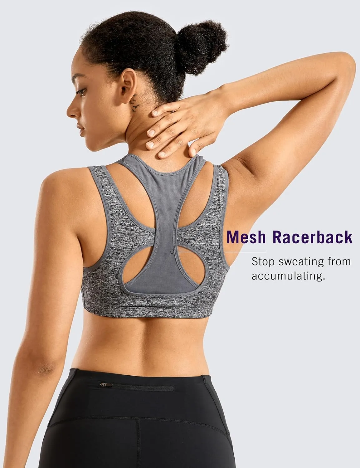 SYROKAN Sports Bras for Women High Support Mesh Full Coverage Racerback Wireless No Bounce Running Bras