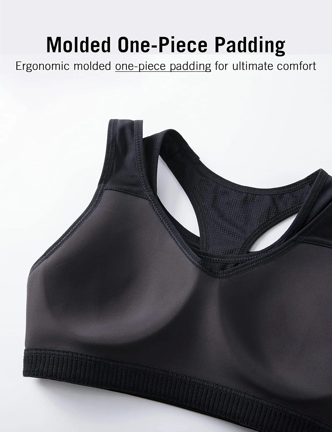 SYROKAN Sports Bras for Women High Support Mesh Full Coverage Racerback Wireless No Bounce Running Bras