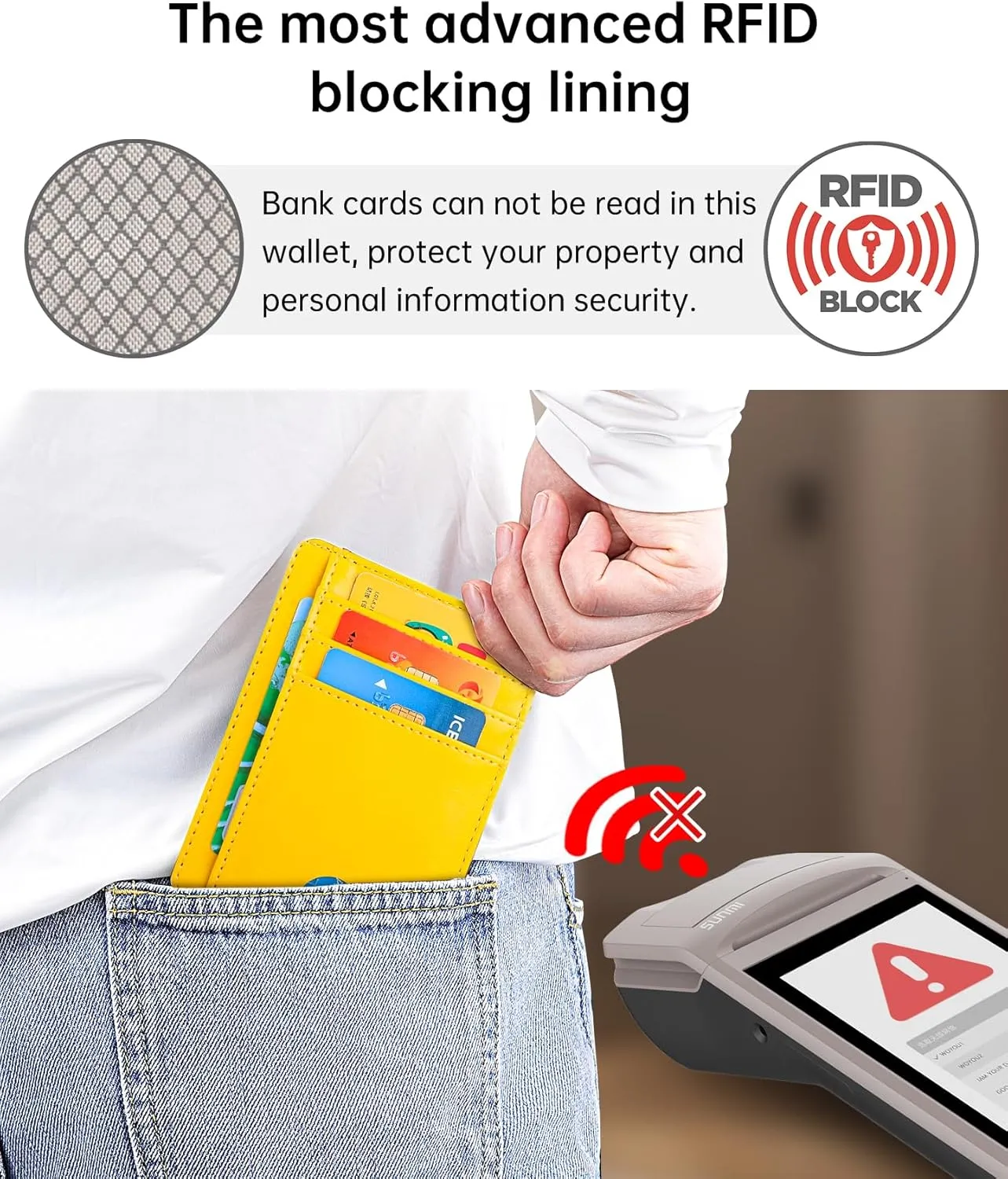 Teskyer Slim Wallet for Men, Minimalist Front Pocket RFID Blocking Leather Wallet Credit Card Holder for Men & Women