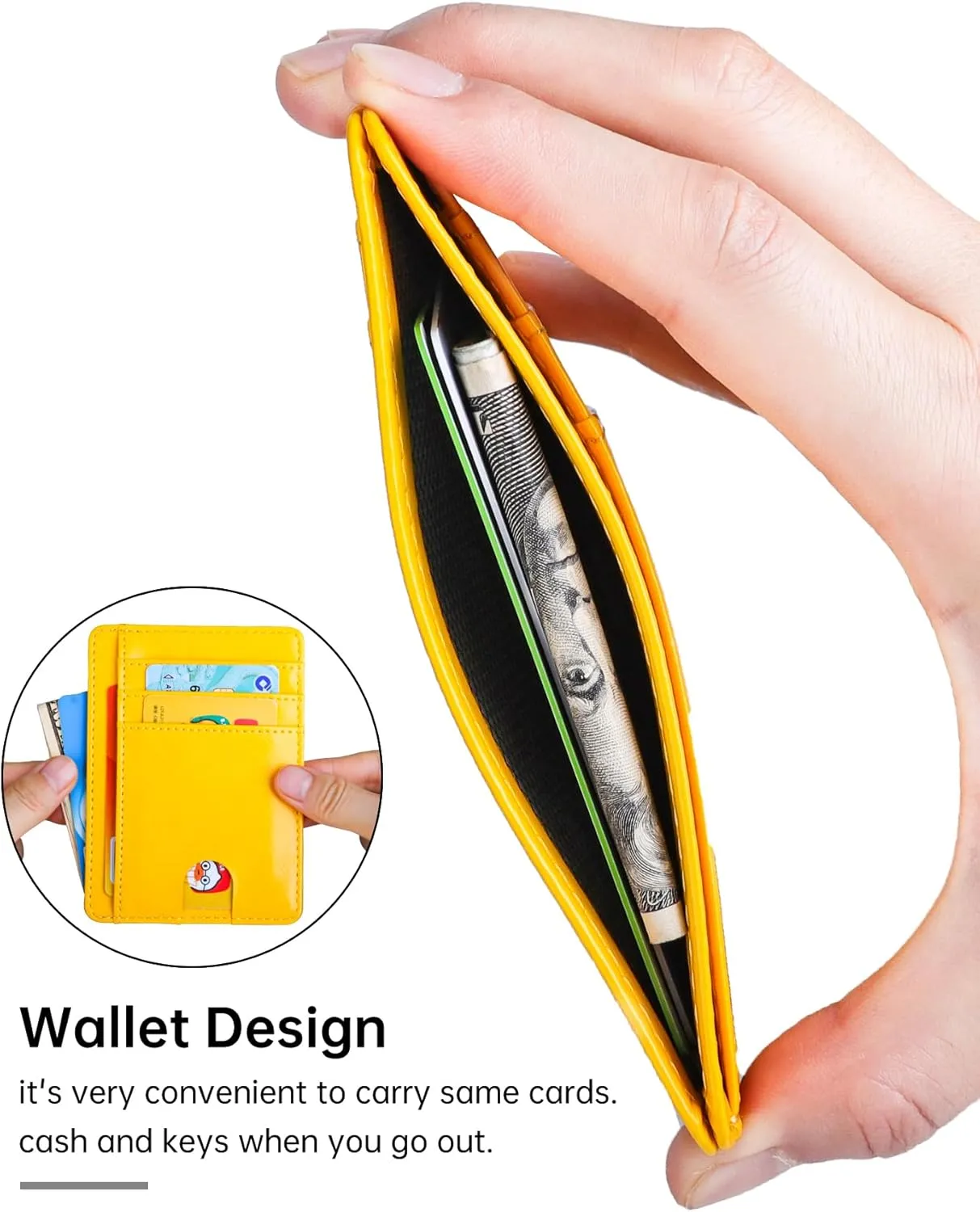 Teskyer Slim Wallet for Men, Minimalist Front Pocket RFID Blocking Leather Wallet Credit Card Holder for Men & Women