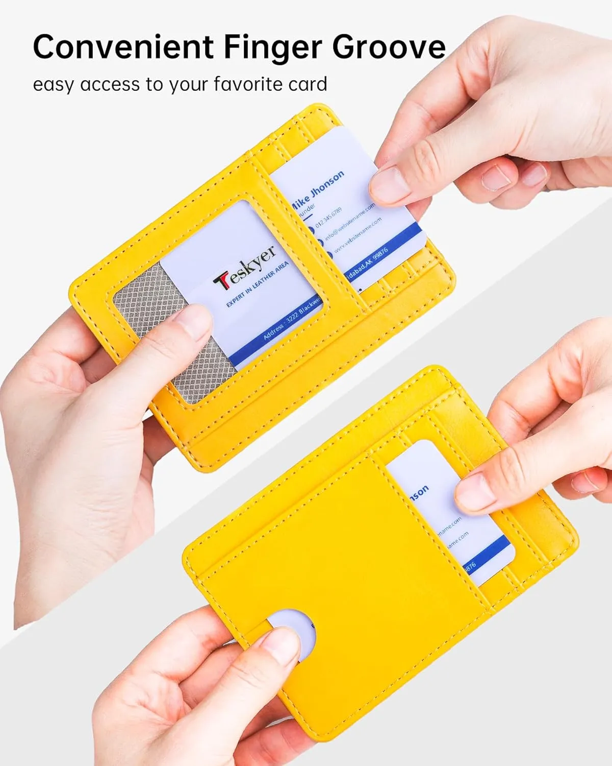 Teskyer Slim Wallet for Men, Minimalist Front Pocket RFID Blocking Leather Wallet Credit Card Holder for Men & Women