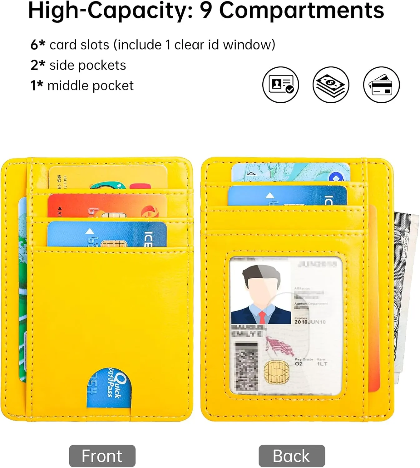 Teskyer Slim Wallet for Men, Minimalist Front Pocket RFID Blocking Leather Wallet Credit Card Holder for Men & Women
