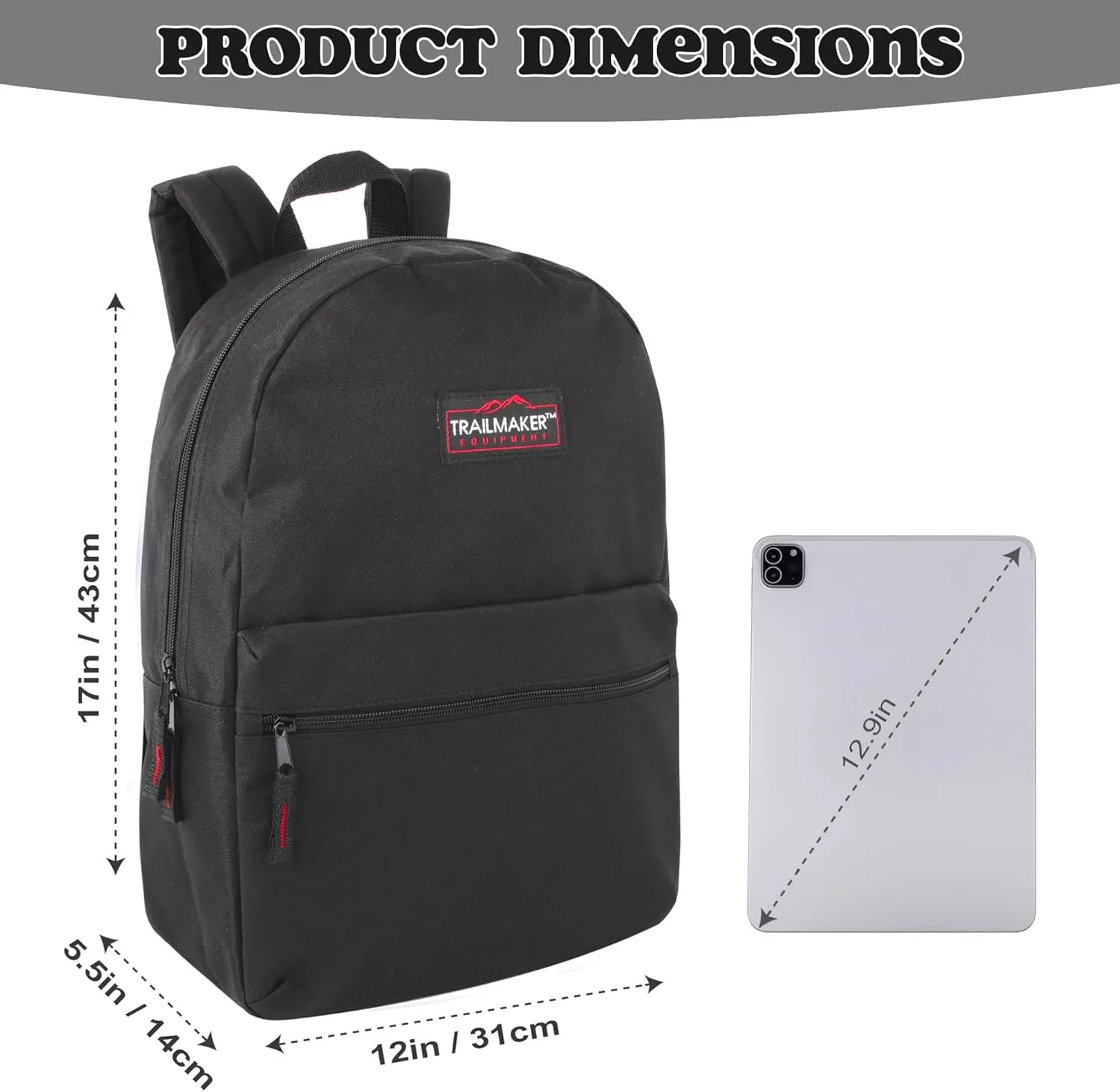 Trail maker 24 Pack 17 Inch Backpacks in Bulk Backpacks for Boys, Girls, School, and Homeless Donation