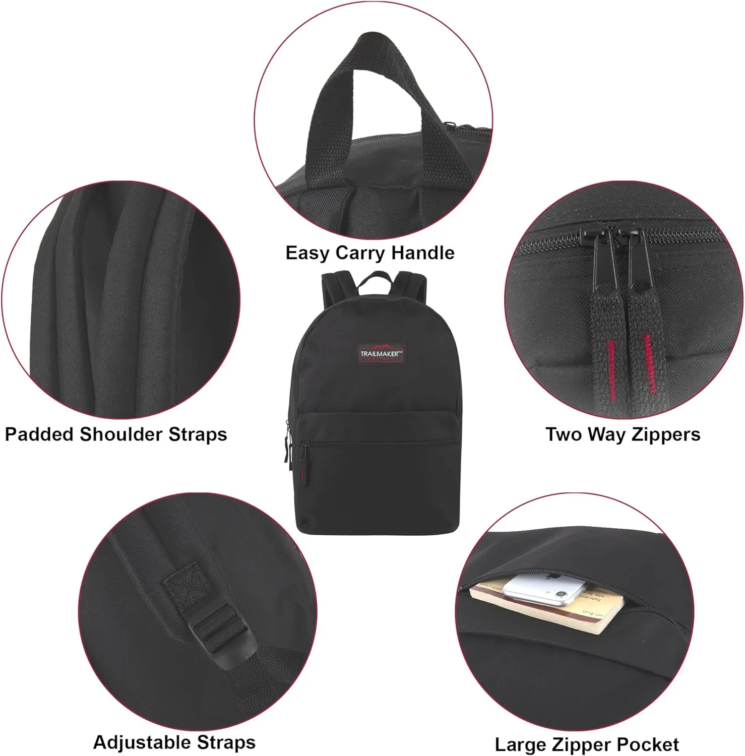 Trail maker 24 Pack 17 Inch Backpacks in Bulk Backpacks for Boys, Girls, School, and Homeless Donation