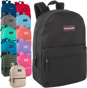 Trail maker 24 Pack- Classic 17 Inch Backpacks in Bulk Wholesale Back Packs for Boys and Girls (Assorted 12 Colors Pack)