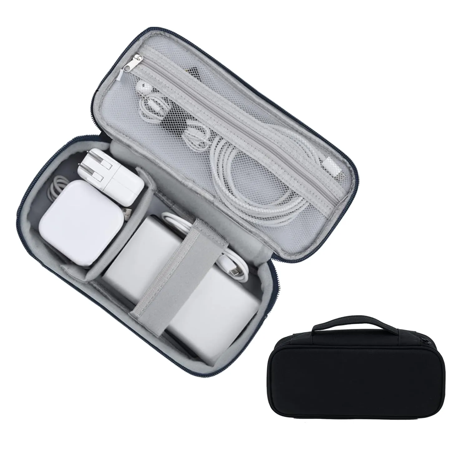 Urbane Home Travel Organizer for Electronic Accessories|Multipurpose Pouch|Adapter, Cable, Gadget Organizer|Two Comparment with Zipper (Black)