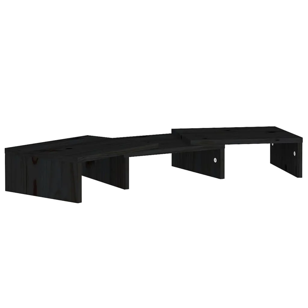 vidaXL Monitor Stand, Solid Wood Pine, 23.6"x9.4"x4.1", Black