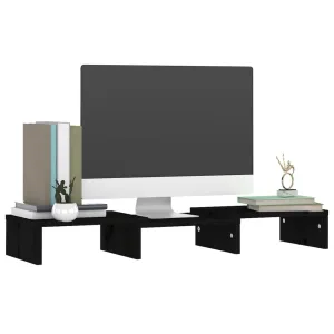 vidaXL Monitor Stand, Solid Wood Pine, 23.6"x9.4"x4.1", Black