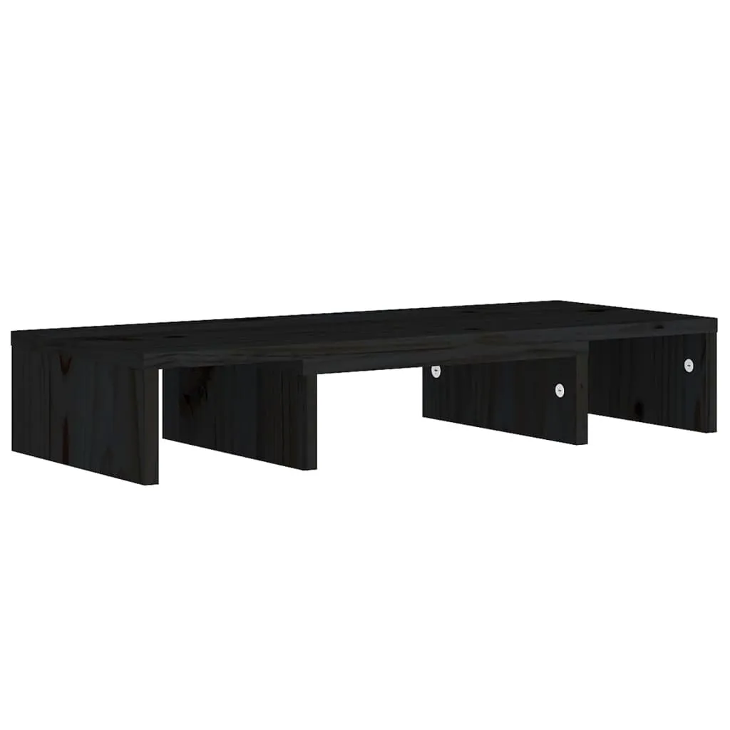 vidaXL Monitor Stand, Solid Wood Pine, 23.6"x9.4"x4.1", Black