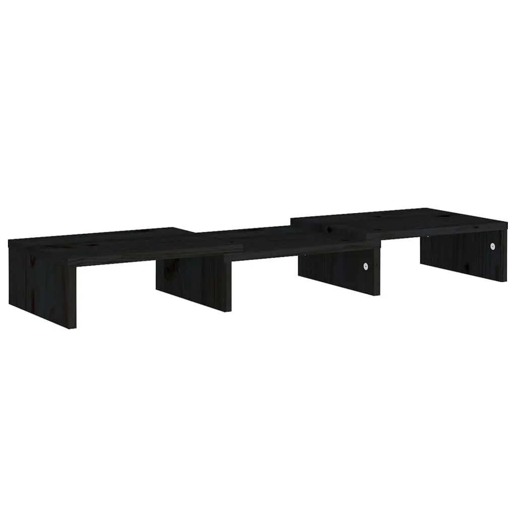vidaXL Monitor Stand, Solid Wood Pine, 23.6"x9.4"x4.1", Black