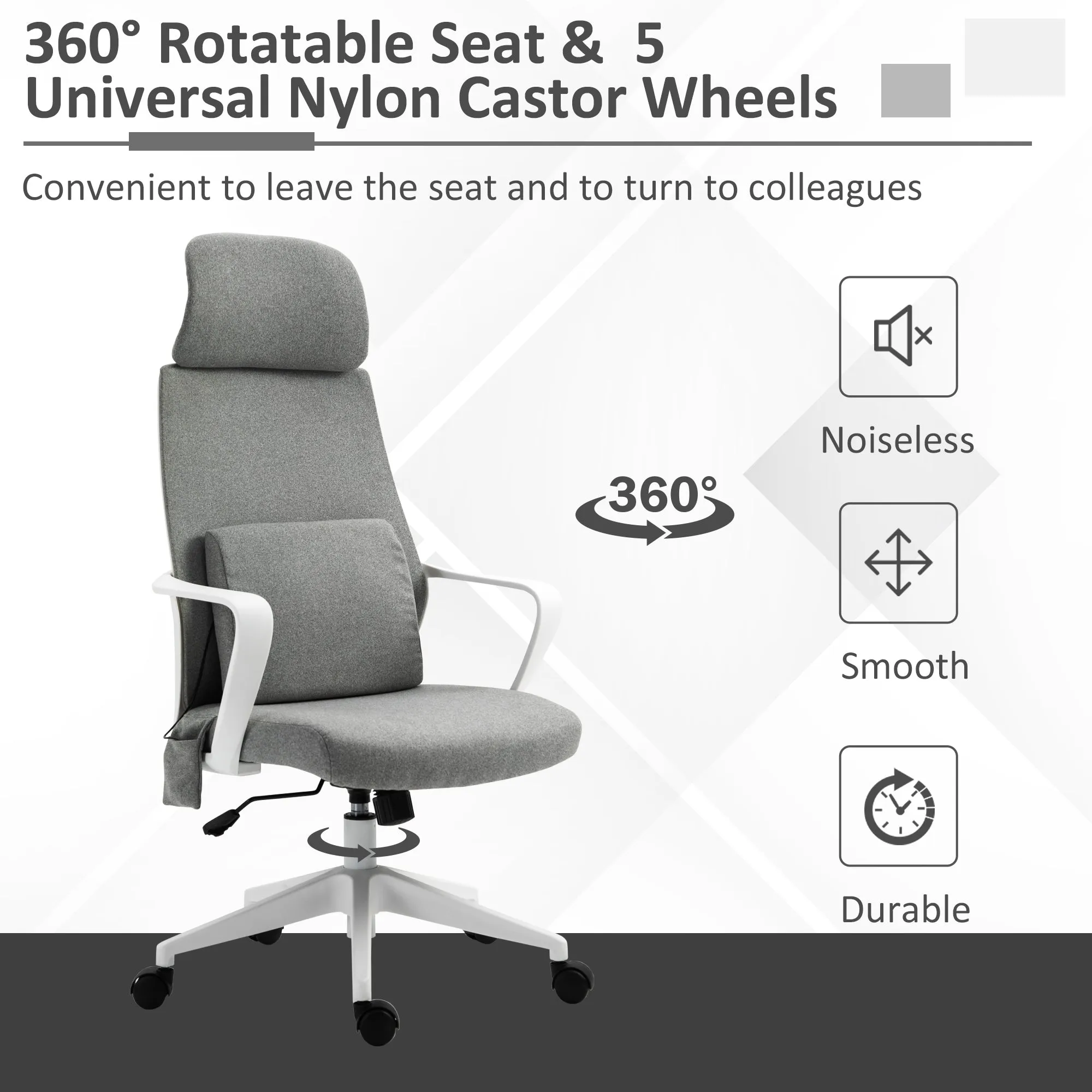 Vinsetto Massage Office Chair with 2 Points Lumbar Support Adjustable Height