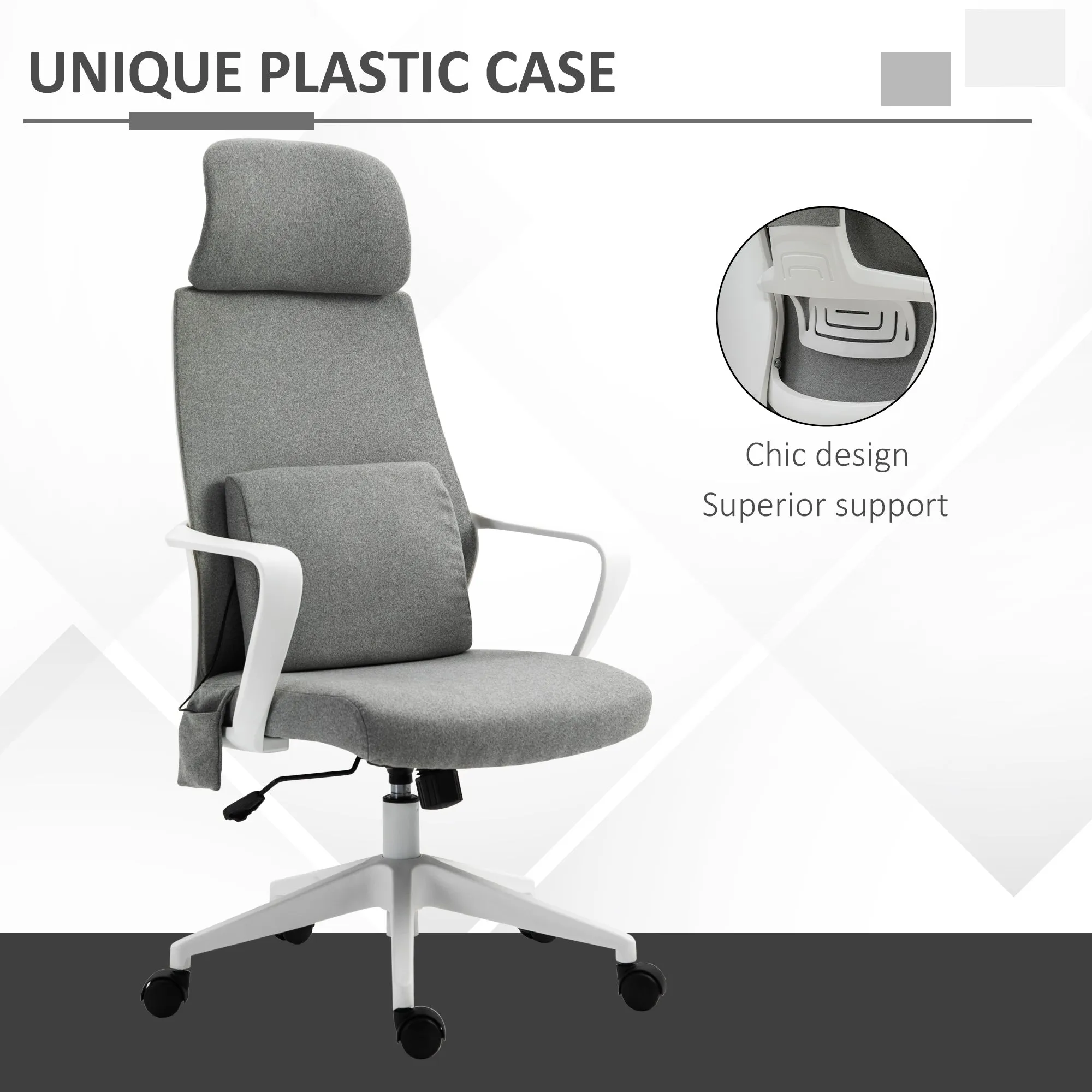Vinsetto Massage Office Chair with 2 Points Lumbar Support Adjustable Height