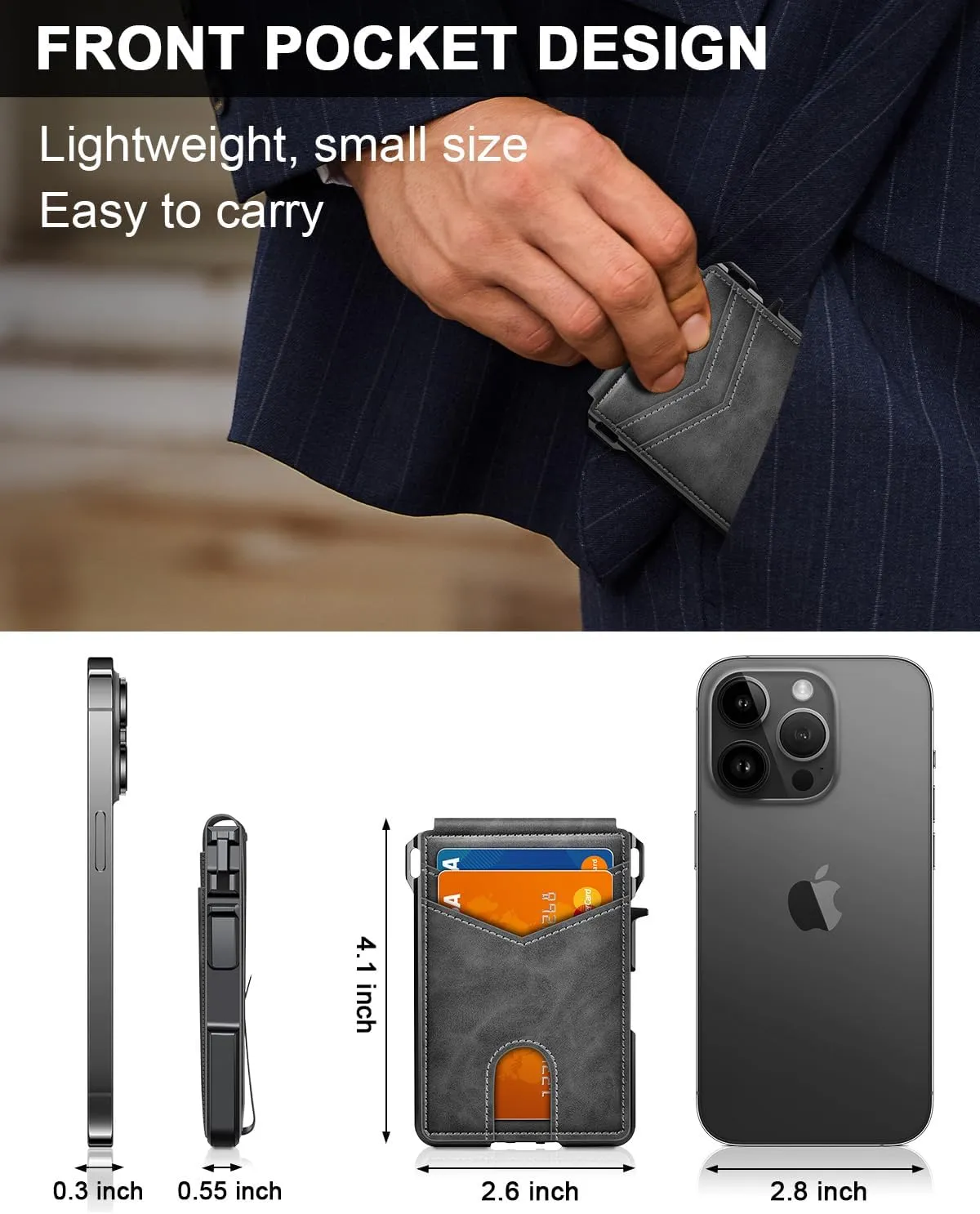 Wallet for Men, Mens Minimalist Wallet 9-13 Cards, Slim Compact Wallet with Money Clip & ID Window, RFID Blocking Smart Pop Up Card Wallet, Metal Aluminum Credit Card Holder Bifold Wallet