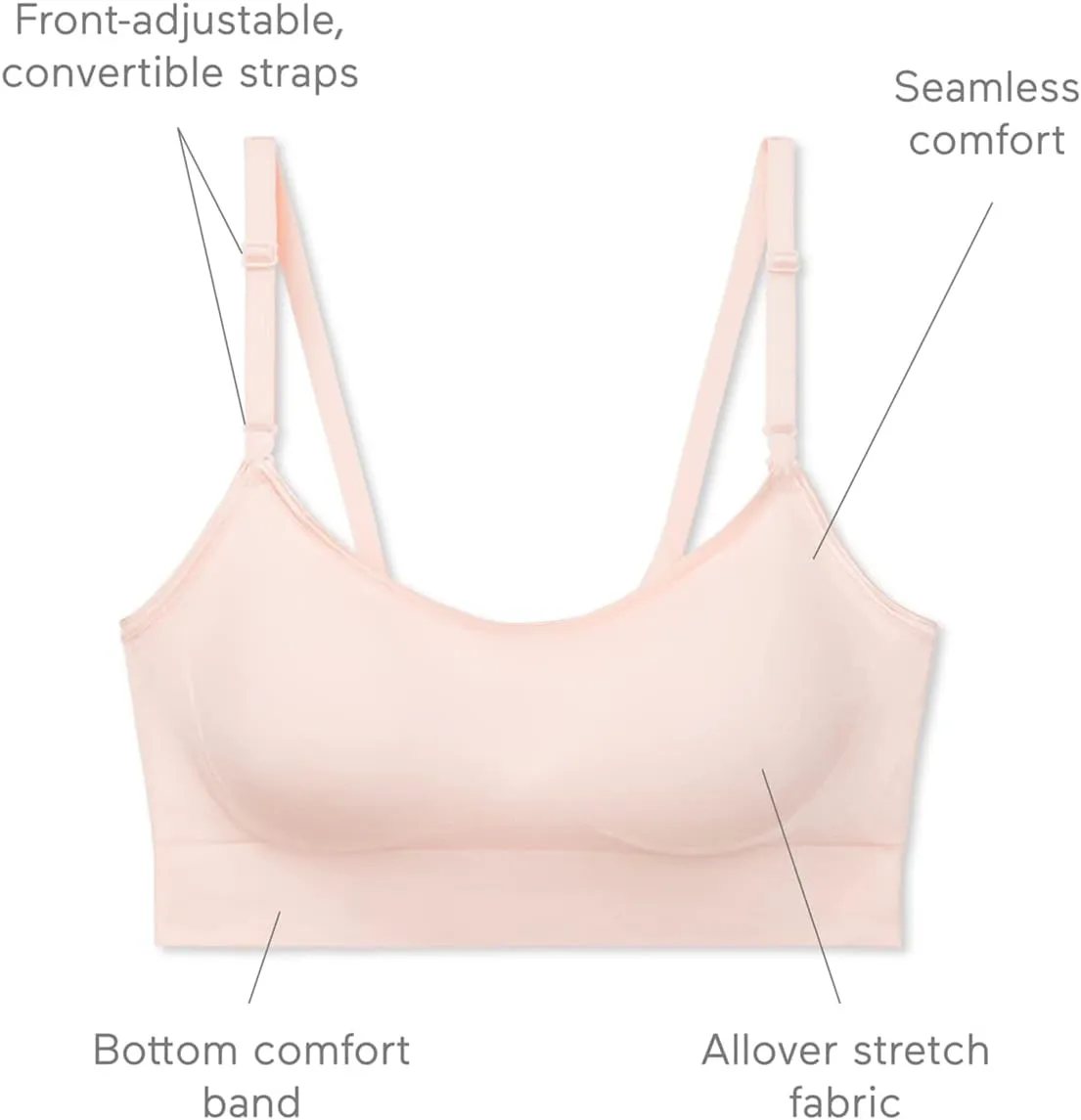 Warner's Women's Easy Does It Dig-Free Band with Seamless Stretch Wireless Lightly Lined Convertible Comfort Bra Rm0911a
