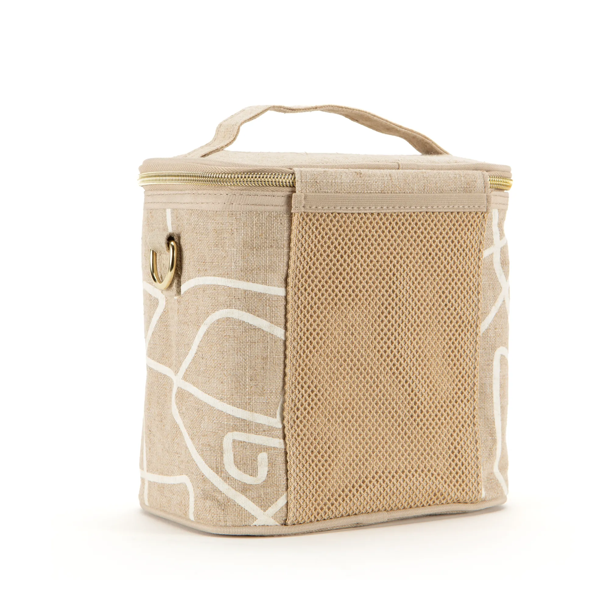 White Abstract Lines Petite Lunch Poche