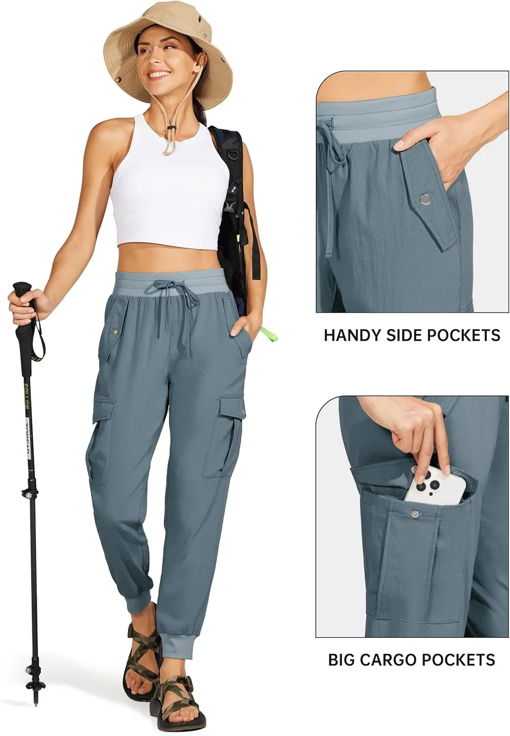 Willit Women's Hiking Pants Cargo Joggers Lightweight Quick Dry Athletic Workout Travel Casual Pants Pockets