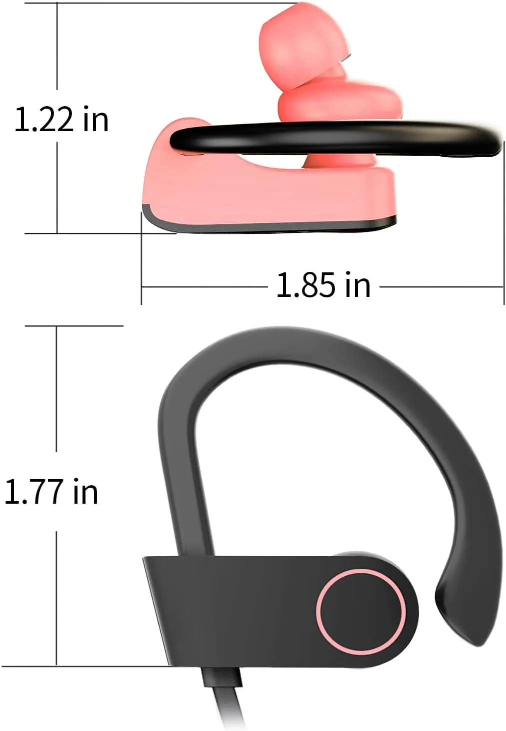 Wireless Earbuds, IPX7 Waterproof Sports Headphones with Mic, Stereo in-Ear Earphones, 16H Playtime, Sound Isolation for Running, Workout - Pink