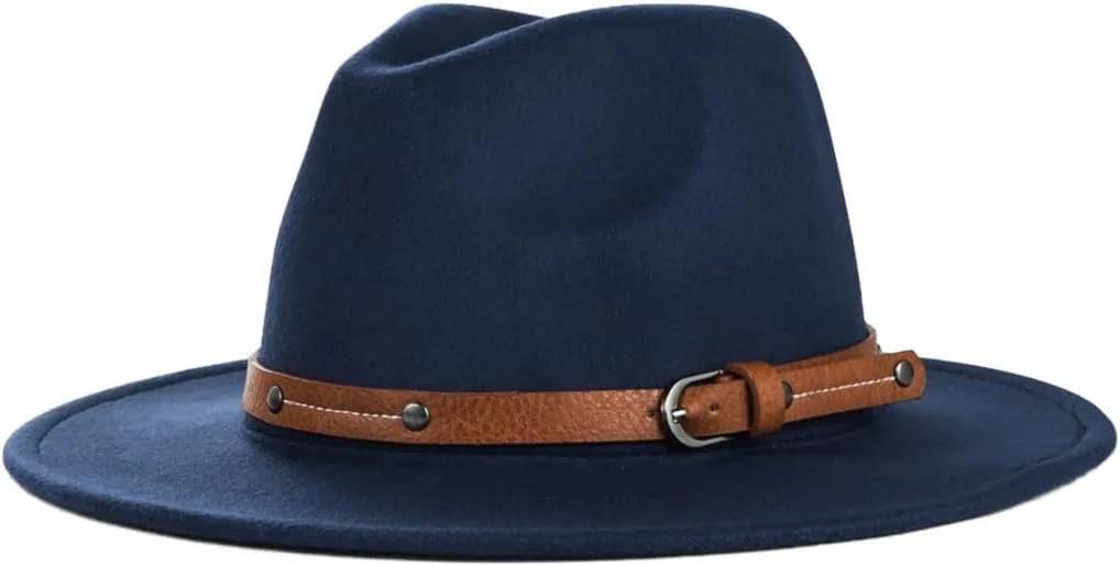 Women Wide Brim Woolen Fedora Hat Men Gentleman Lady British Style Jazz Church Panama Hat