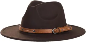 Women Wide Brim Woolen Fedora Hat Men Gentleman Lady British Style Jazz Church Panama Hat