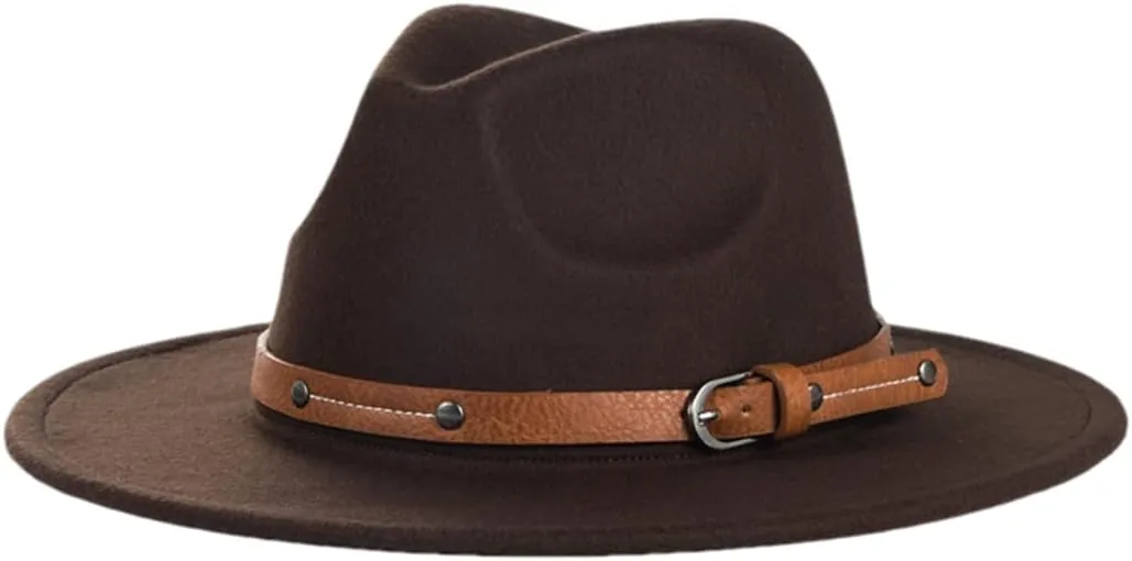 Women Wide Brim Woolen Fedora Hat Men Gentleman Lady British Style Jazz Church Panama Hat