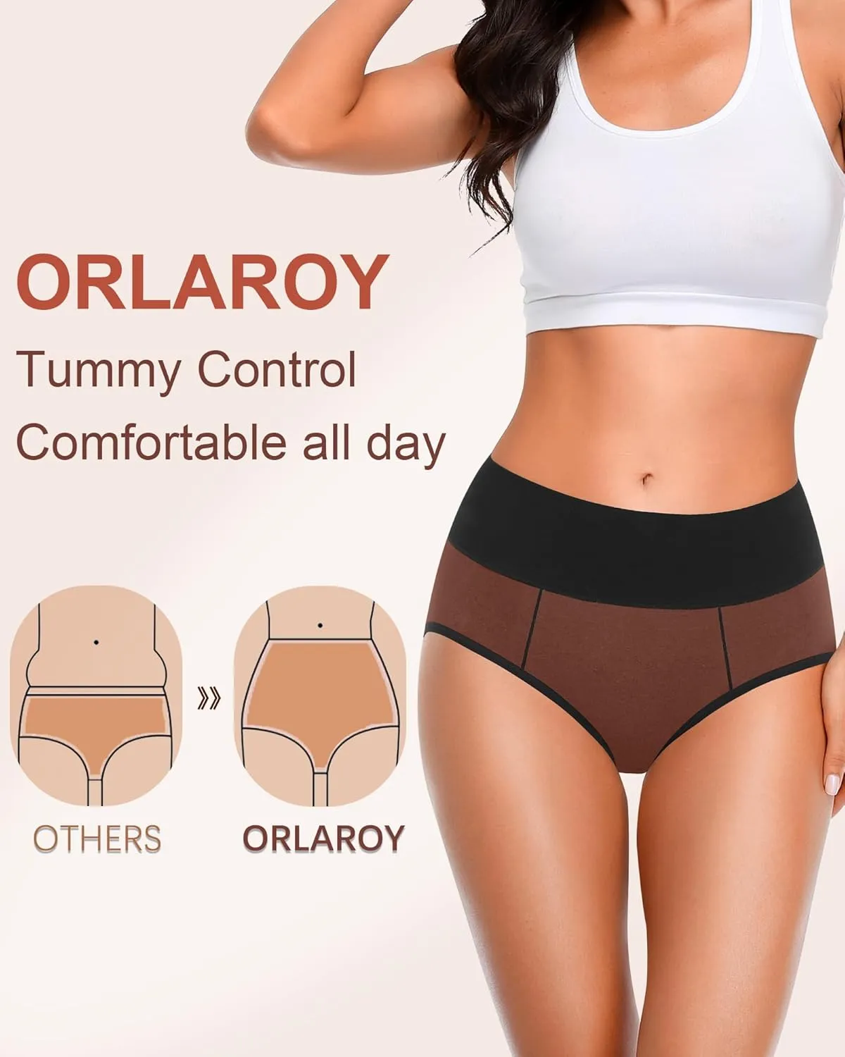 Women's Cotton Underwear High Waisted Postpartum Underwear Soft Stretch Panties Full Coverage Briefs 5 Pack