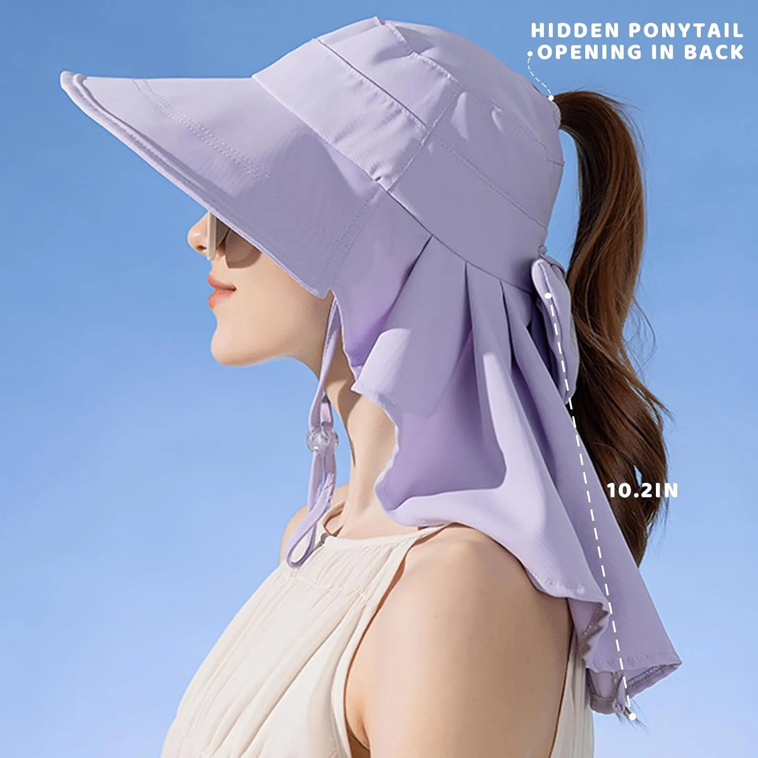 Womens Sun Hat UPF 50 Wide Brim Gardening Hat with Neck Flap