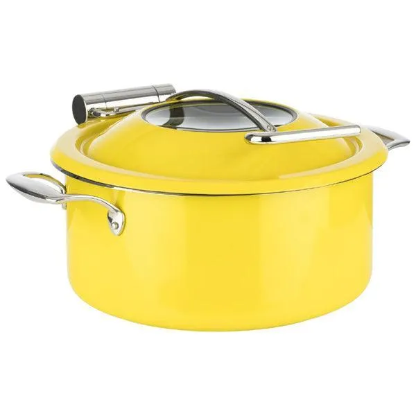 Wundermaxx Lächeln Induction Chafing Dish Set  with Glass Lid (Pot Lid Insert) ø 30 x H 18.5 cm,  Capacity 4 Litres, Color Yellow
