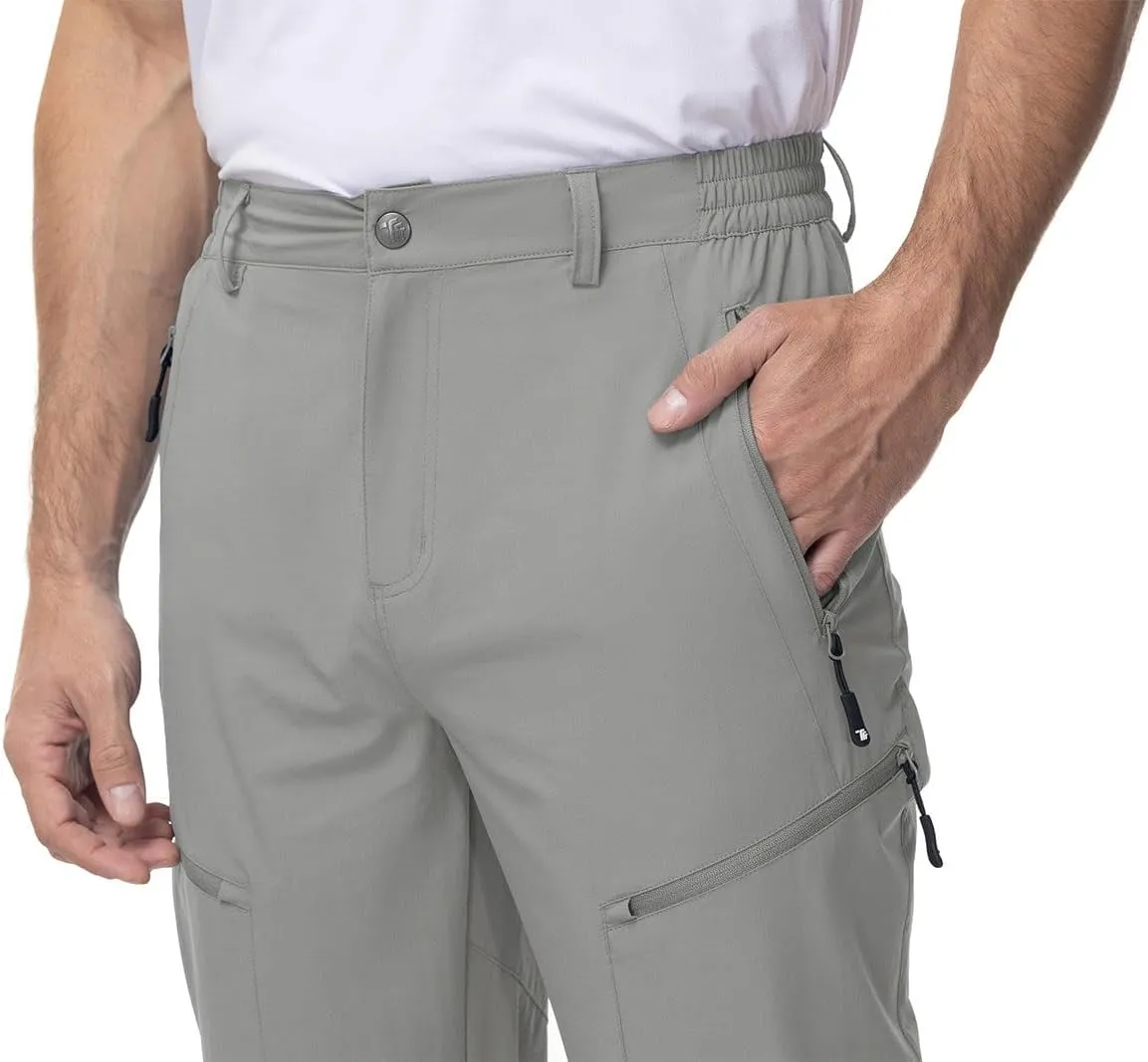 YSENTO Men's Cargo Hiking Pants Lightweight 5 Zipper Pockets Stretch Quick Dry Camping Fishing Travel Pants