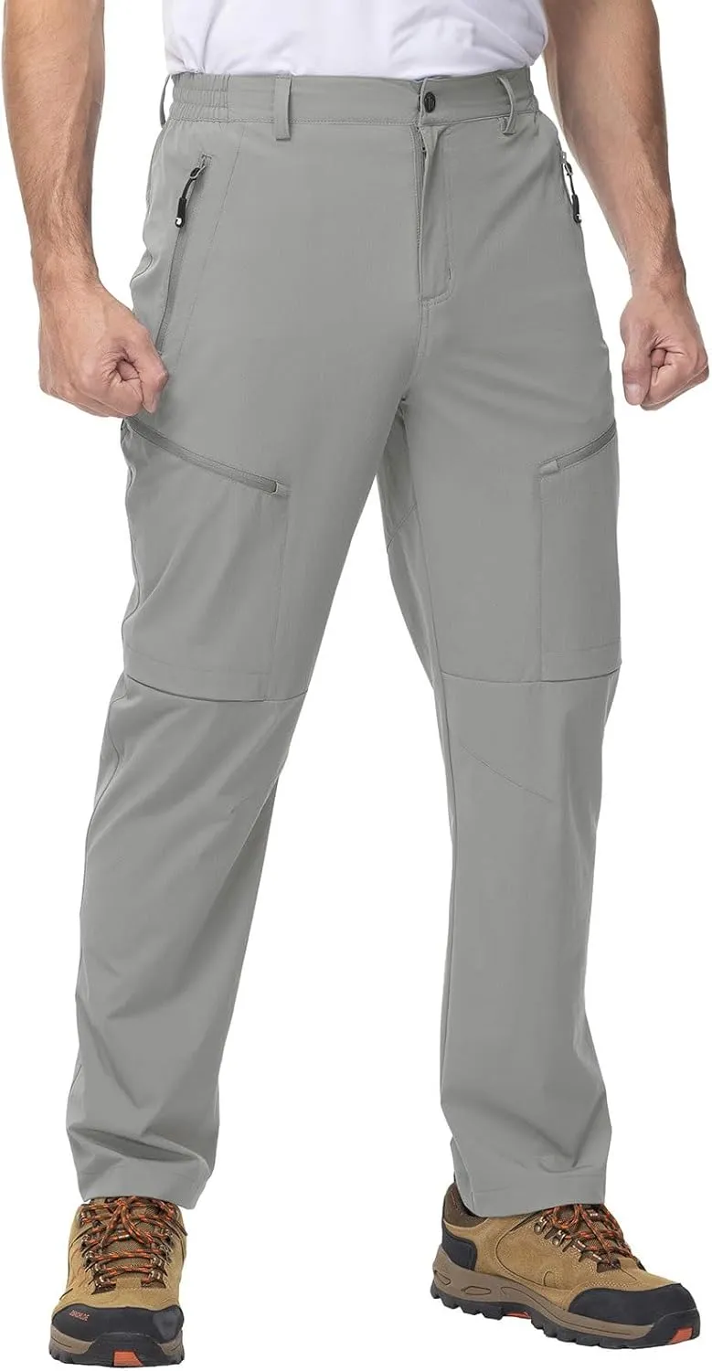 YSENTO Men's Cargo Hiking Pants Lightweight 5 Zipper Pockets Stretch Quick Dry Camping Fishing Travel Pants