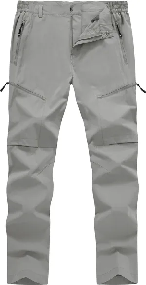YSENTO Men's Cargo Hiking Pants Lightweight 5 Zipper Pockets Stretch Quick Dry Camping Fishing Travel Pants